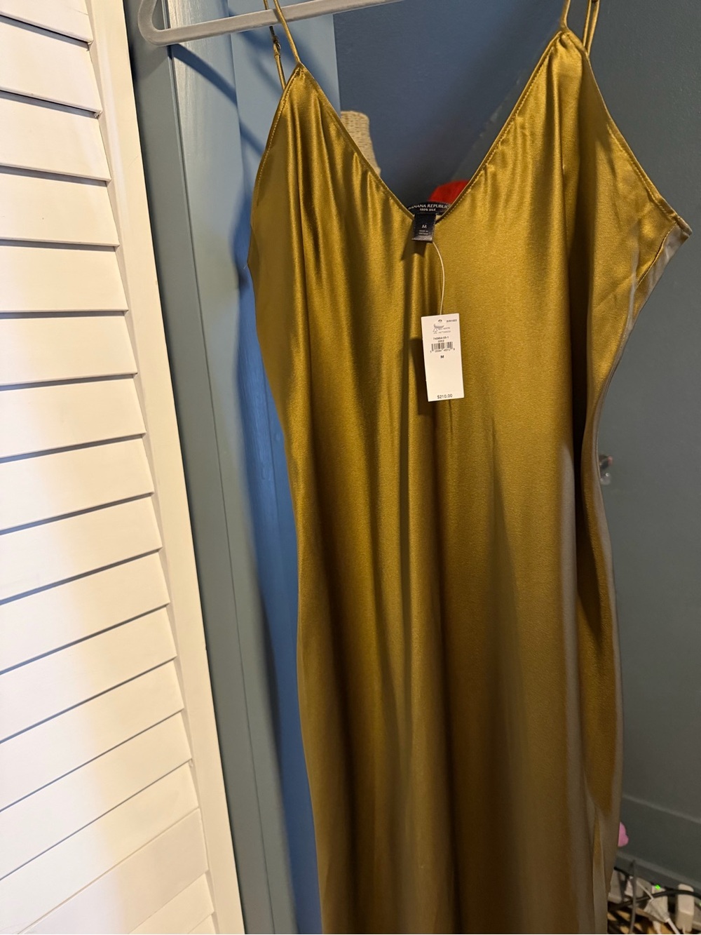 Banana Republic Olive Satin Slip Maxi Dress
